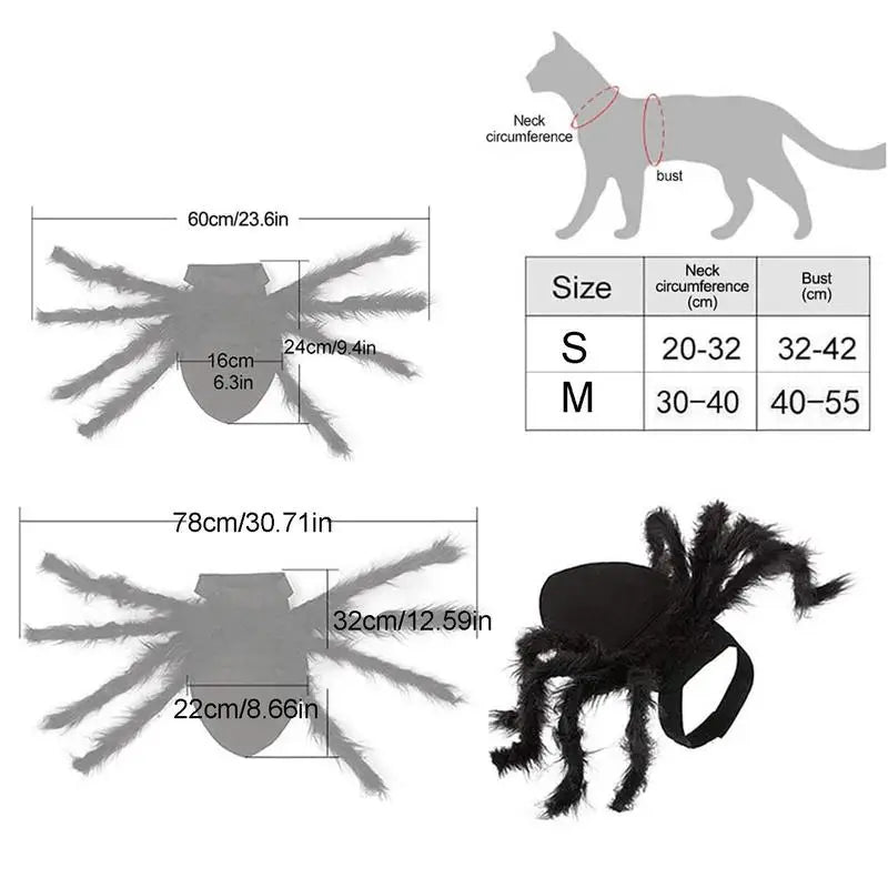 Spider Costume For Cats Fun Realistic Dogs Cats Cosplay Outfit Scary Halloween Dressing For Pet Supplies Festive Costume For