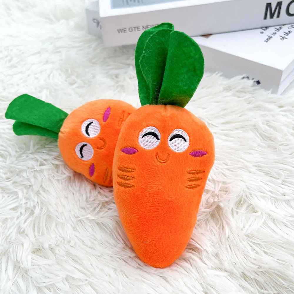 Puppy Dog Plush Squeaky Toy for Small Medium Dogs Cute Bone Carrot Toy for Aggressive Chewers Pet Cat Products Puppy Accessories
