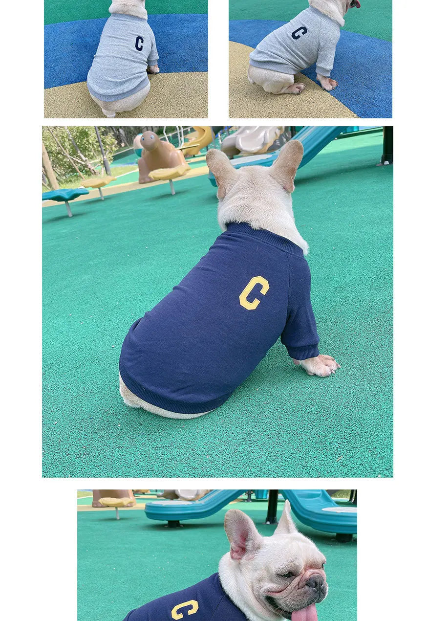 The New Pet Clothes Dog Costume Embroidery Crew Neck Parent-child Wear Spring and Autumn Pure Cotton Three Colors Seven Sizes