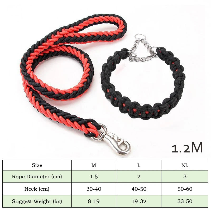 Durable Nylon Dog Collar Leash Set Traction Rope Medium Big Dog Walking Accessories Labrador Husky P-Chain Travel Pet Products