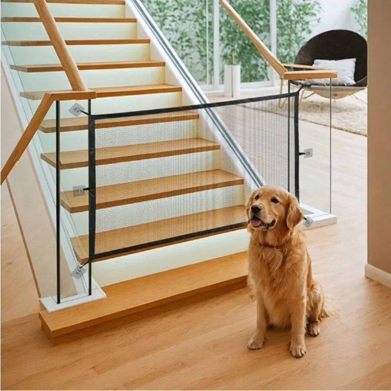 Pet Dog Fence Gate Safe Guard Safety Enclosure Folding Dog Fences Dog Gate The Ingenious Mesh Magic Pet Gate Pet Supplies
