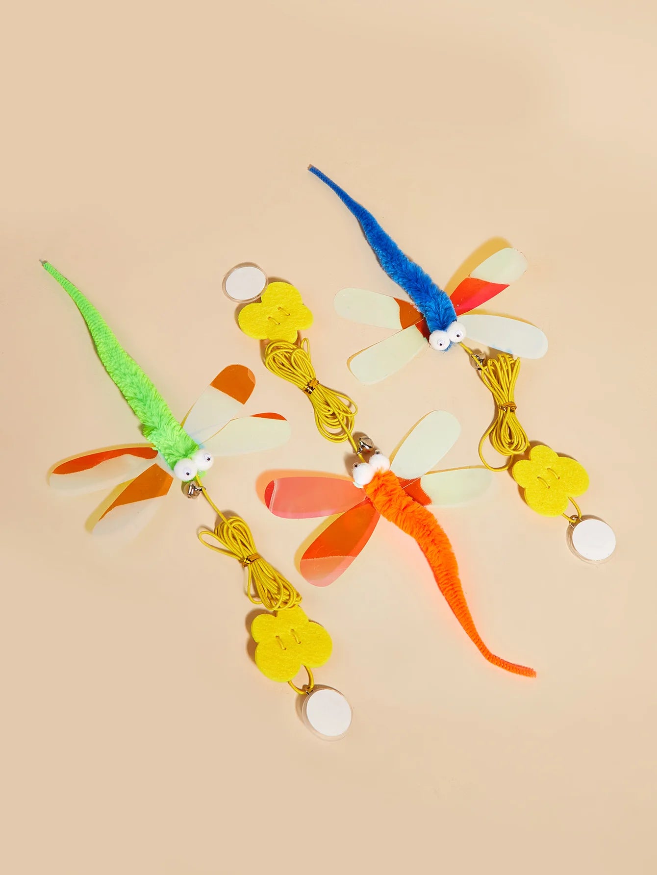 Cat Toy Cat Teaser Stick Three Color Dragonfly Hanging With Adjustable And Adjustable Self Cat Teaser Toy Swing Cat Teaser Stick