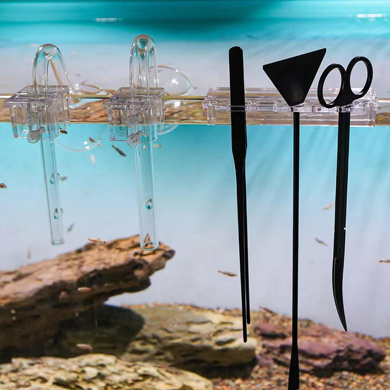 Transparent Acrylic Aquarium Bracket Holder for Scissor Tweezers Shovel Kit Water Tubes Fixed Clip Aquarium Maintenance Tools