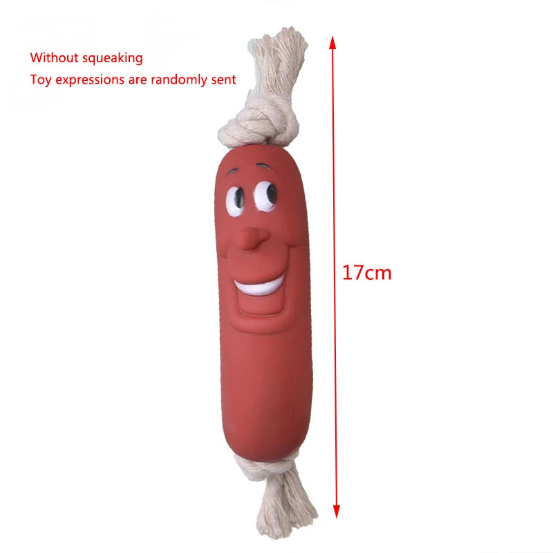 1Pcs Interactive Squeaky Pet Dog Chew Toys Teeth Cleaning Funny Brown Toy Rubber Sausage Products Toys For dog Pets accessories