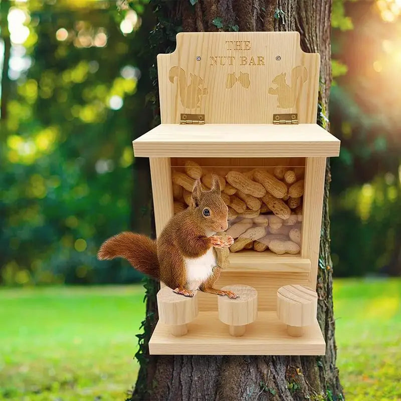 Squirrel Feeders for Outside Wooden Small Pet Window Feeder Nut Bar Feeders Multipurpose Chipmunk Feeder Squirrel Snacker