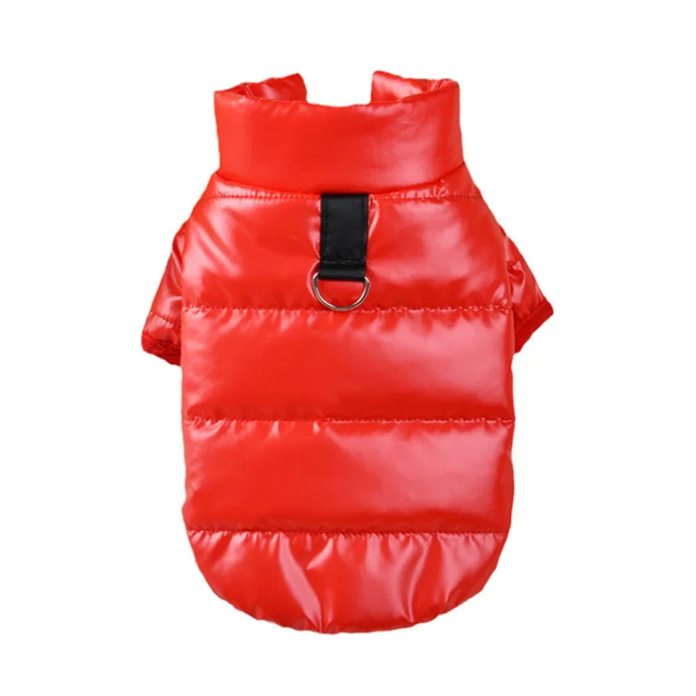 Puppy Pet Dog Clothes Outdoor Windproof Waterproof Leather Dog Coat Winter Warm Padded Jacket for Dogs and Cats in Cold Weather