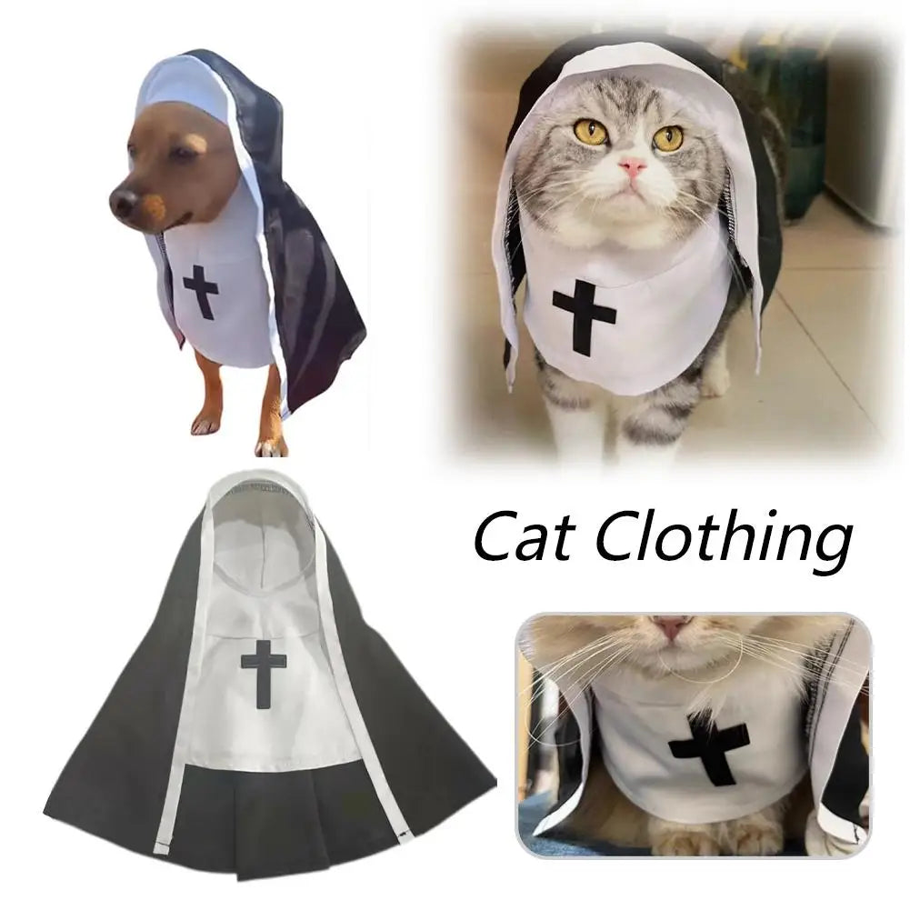 Pet Cat Halloween Costumes Nun Cloak For Small Pet Cosplay Dress Kawaii Pet Clothes Cat Kitten Puppy Funny Accessoties Gift F2A4