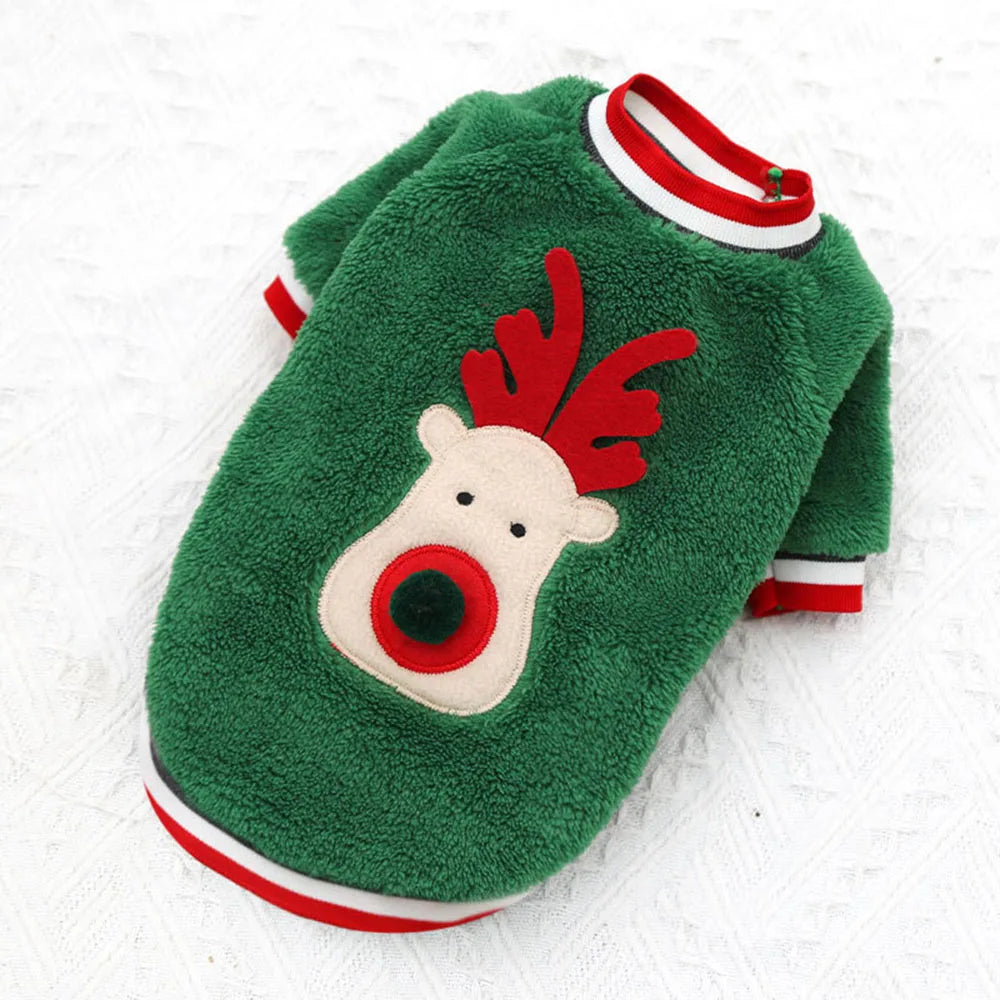 Christmas Dog Clothes Hoodie Pet Dog Sweater Flannel Antlers Scarf Winter Warm Small Dog Outfit Cat Hooded Clothing Costume Coat