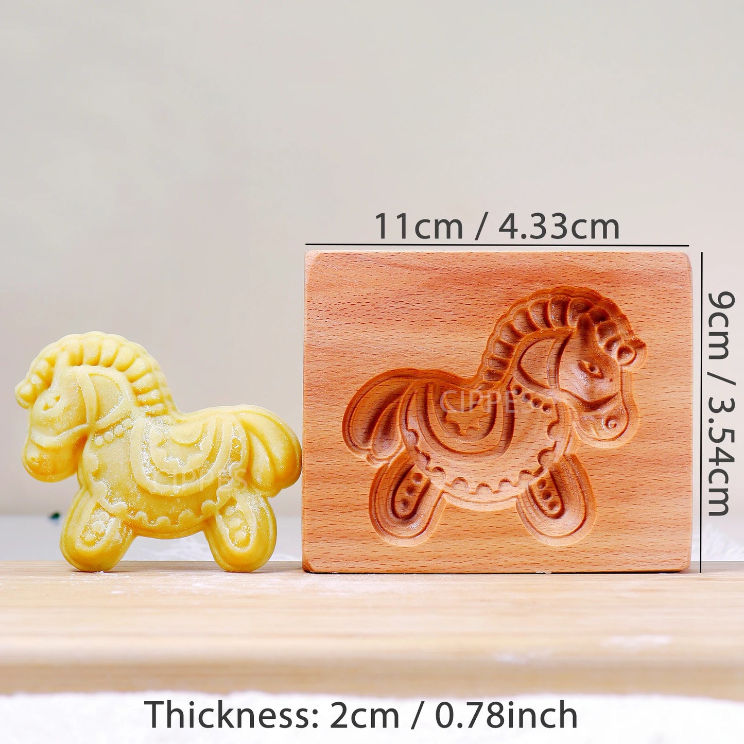 1PC Wood Cookie Mold, Animals Patterns, 3D Carved Embossed Biscuit Cutter Moulds, Fish, Bird, Bear, Sheep, Tiger, Horse, Squirre