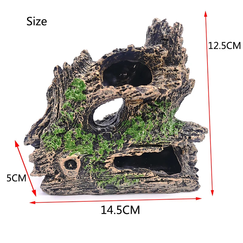 Artificial Aquarium Decoration Resin Tree Root Aquatic Fish Tank Ornament Decor Tree Hole Crystal Shrimp Dodge Breeding House