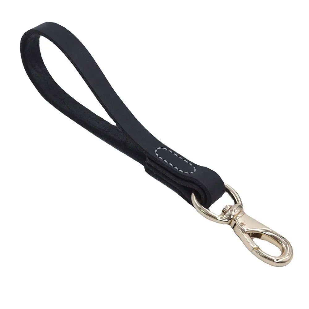 Genuine Leather Short Dog Leash 30cm Short Dog Traffic Lead Leash for Large Medium Dogs Pet Training Walking Leash for Big Dogs
