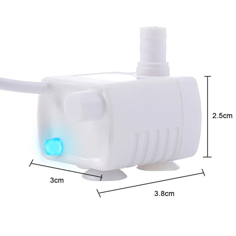 Water Pump LED Light Pet Cat Water Fountain Accessories Replacement Cats Water Dispenser Filter Element Anti-Dry Boil Water Pump