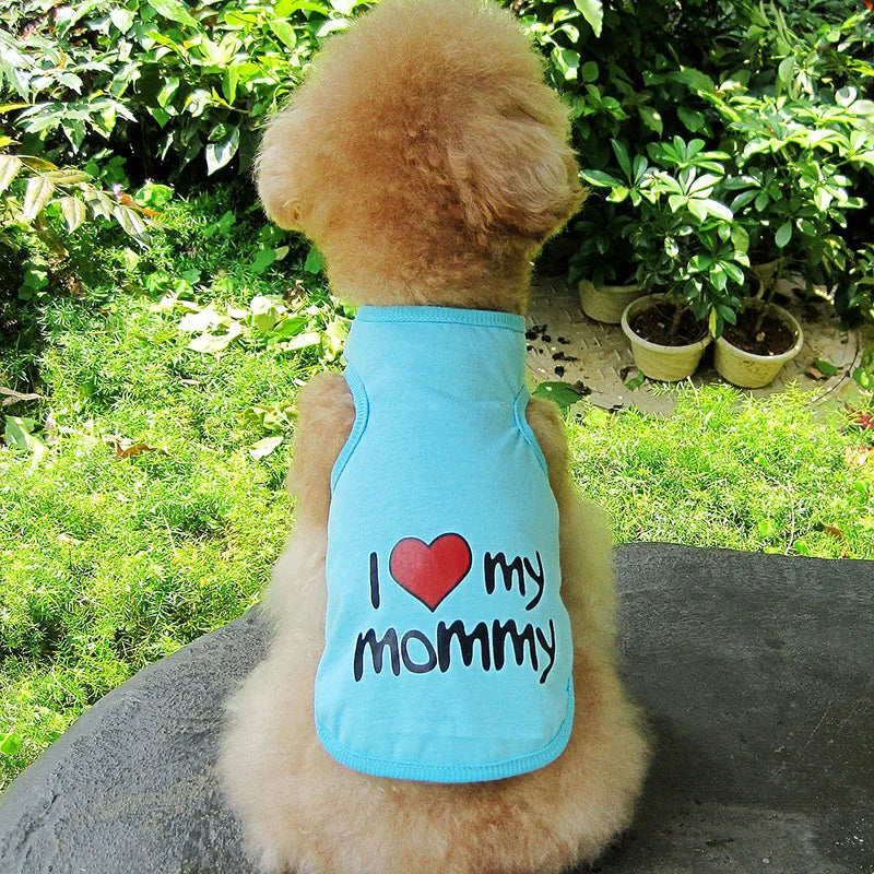 Small Dog Clothes Soft Cotton Puppy Shirt Classic Daddy Mommy Printed T-shirt Pet Vest Clothing for Cats Chihuahua Dog Apparel