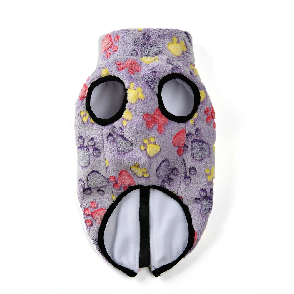 Fleece Dog Clothes Winter Warm Puppy Jacket For Small Dogs Cats Sweater Coat With Zipper D Ring Cute Print Chihuahua Pet Outfits