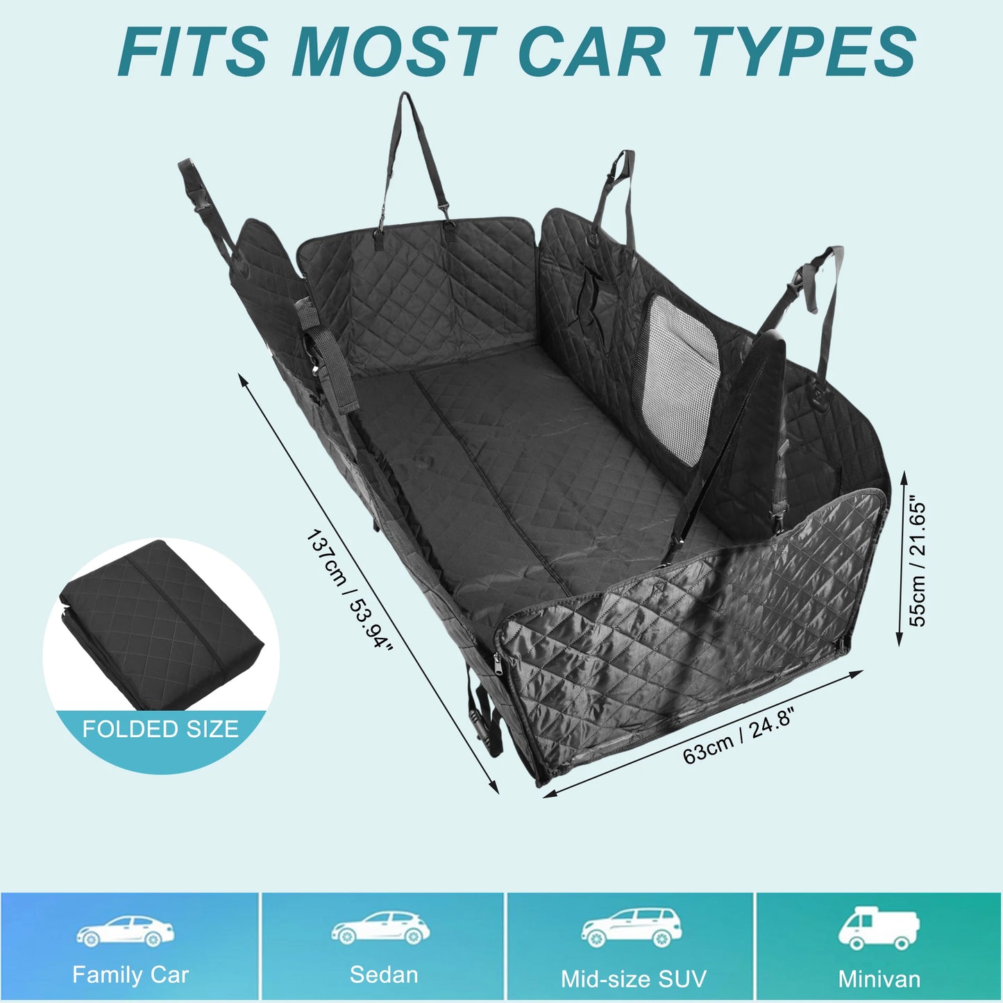 UXCELL Dog Mats Cover for Car Causal Solid Car Seat Cover for Back Seat Waterproof Pet Trunk Mat with Side Flaps