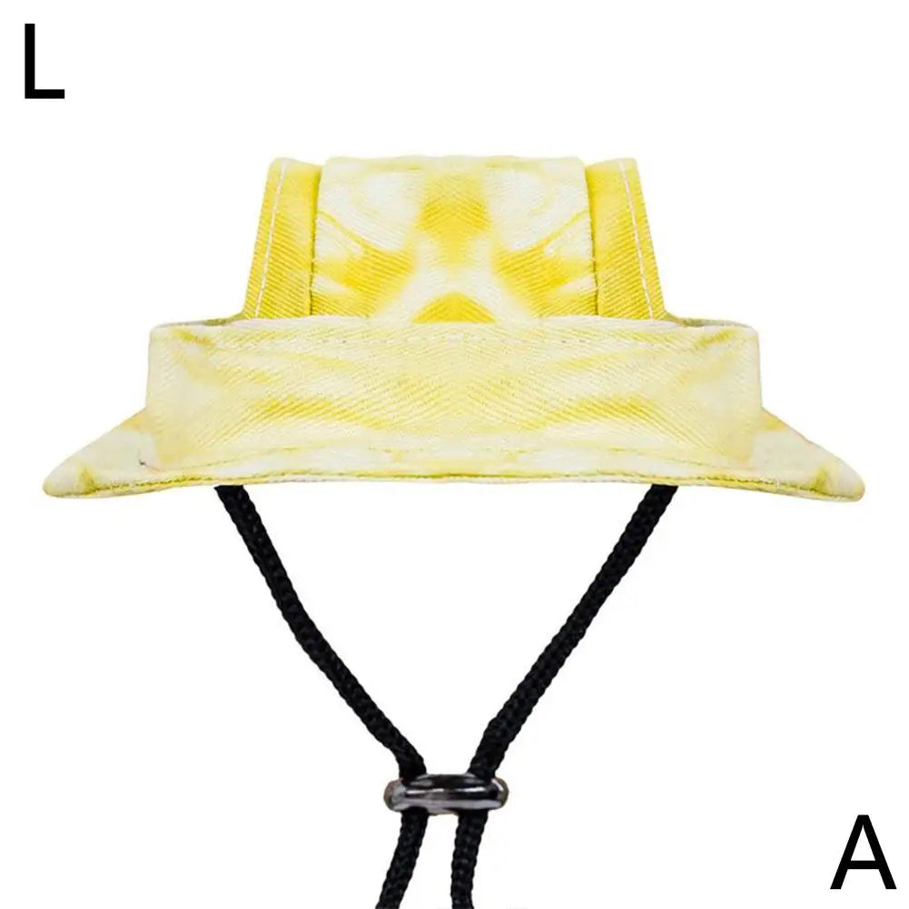 Dog And Cat Sun Hat Anti-strangle Hat Anti-fall Exposed Ears Adjustable Rope Buckle Bucket Hat Pet Supplies Colorful Large Size
