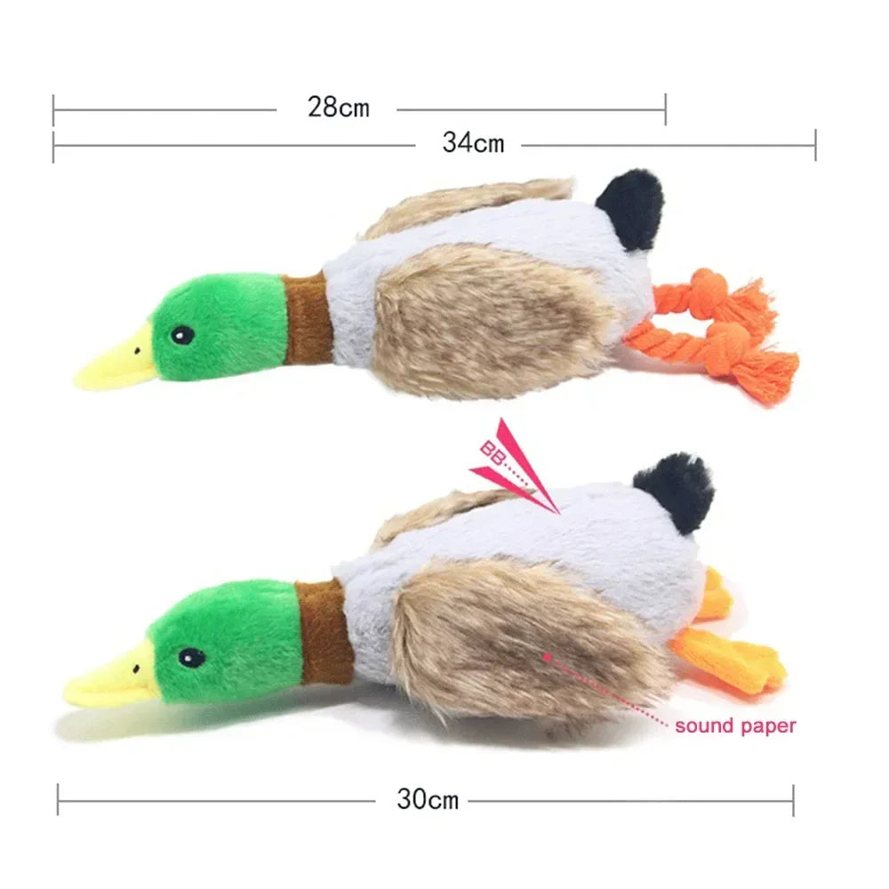Durable Plush Duck Dog Toy for Aggressive Chewers Pet Mallard Duck Dog Toy Squeaky Plush Puppy Toy for Small Medium Large Dogs