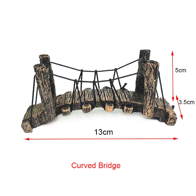 1pc Aquarium Resin Bridge Decoration Rocks Fish Tank Ornaments Decor Landscaping Rockery Mountain Bridge Hiding Cave Accessories