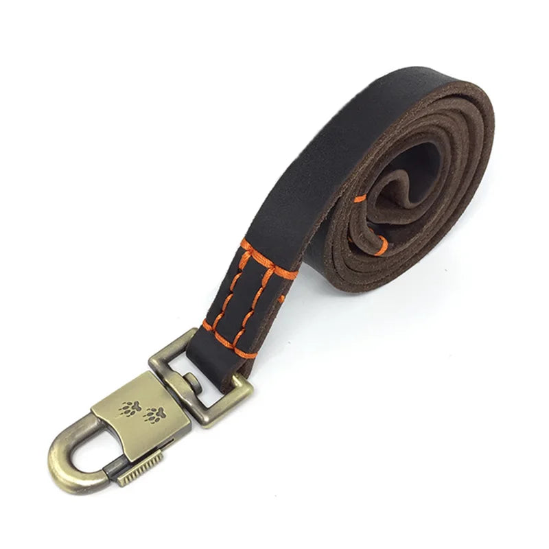 Heavy Duty Leash for Dogs Soft Hand-stitched Thick Real Leather Dog Leash Military Grade Dog Lead Training Leash for Large Dogs