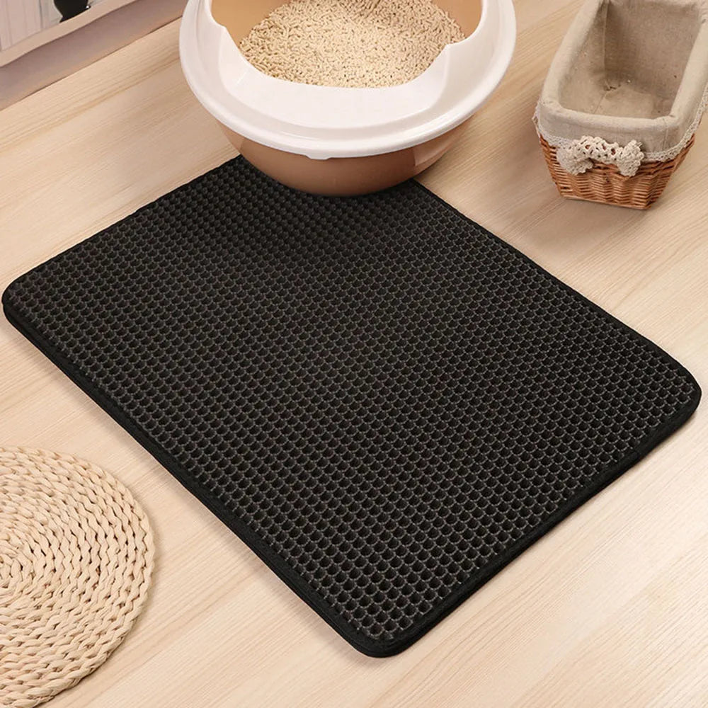 Pet Cat Litter Mat Waterproof Double Layer Pet Litter Box Mat Non-slip Sand Cat Pad Washable Bed Mat Clean Pad Products for Cat