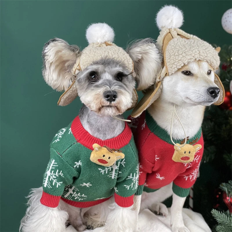 Antique Pet Dog Hat for Winter Fluffy New Year Wind Proof Cat Accessories Small Medium Puppy Head Wear Unisex Kitten Supplies