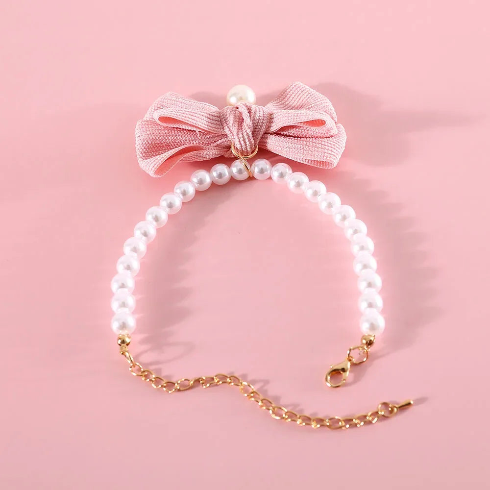 Dog Pearls Necklace Jewelry for Small Dog Puppy Cat Wedding Collar Chihuahua Yorkie Girl Pet Clothes Costume Outfits Accessories