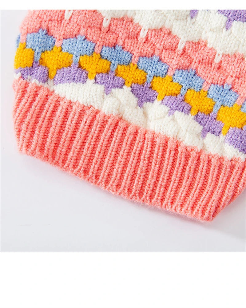 Knitted Flower Pet Dog Sweaters Orange Winter Warm New Year Clothing for French Bulldog Outfits Fancy Small Puppy Overalls