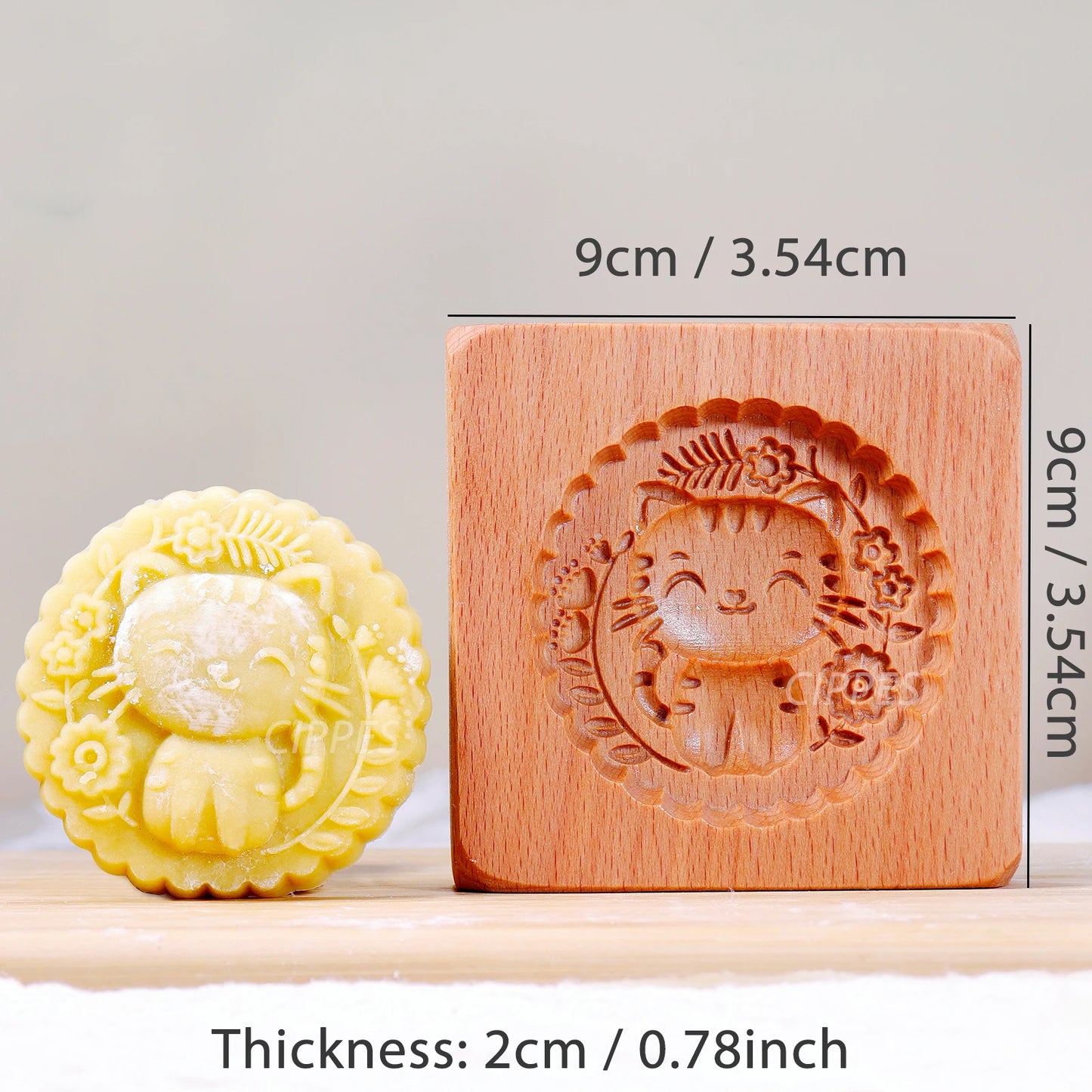 1PC Wood Cookie Mold, Animals Patterns, 3D Carved Embossed Biscuit Cutter Moulds, Fish, Bird, Bear, Sheep, Tiger, Horse, Squirre