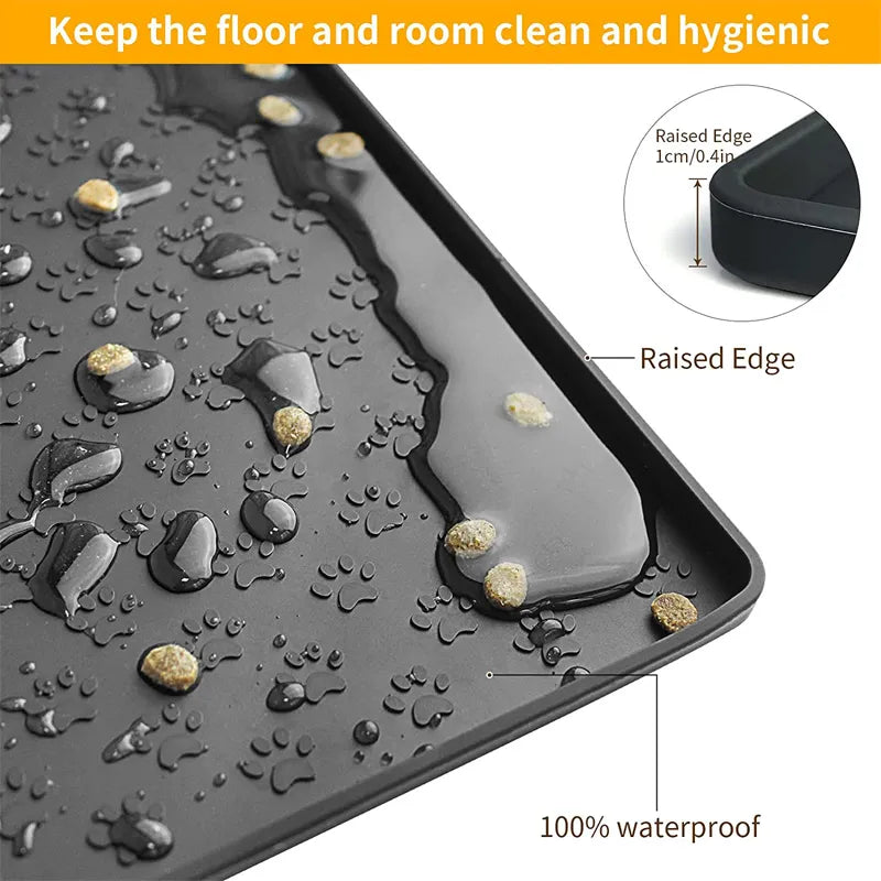 Silicone Pet Placemat for Dog and Cat, Mat for Prevent Food and Water Overflow Easy Clean Suitable for Small Medium and Big Pet