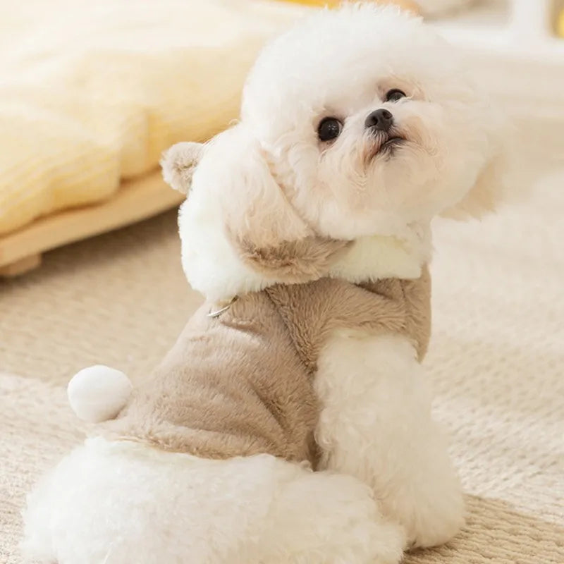 Dog Fleece Coat Cute Bear Winter Dog Jacket Outdoor Warm Clothes for Small Dogs Chihuahua French Bulldog Bichon Thicken Apparels