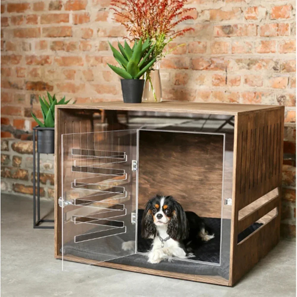 Modern Indoor Solid Wood Dog Puppy Pet Cages Crates For Large Dogs Customized Wooden Dog Crate Kennel House