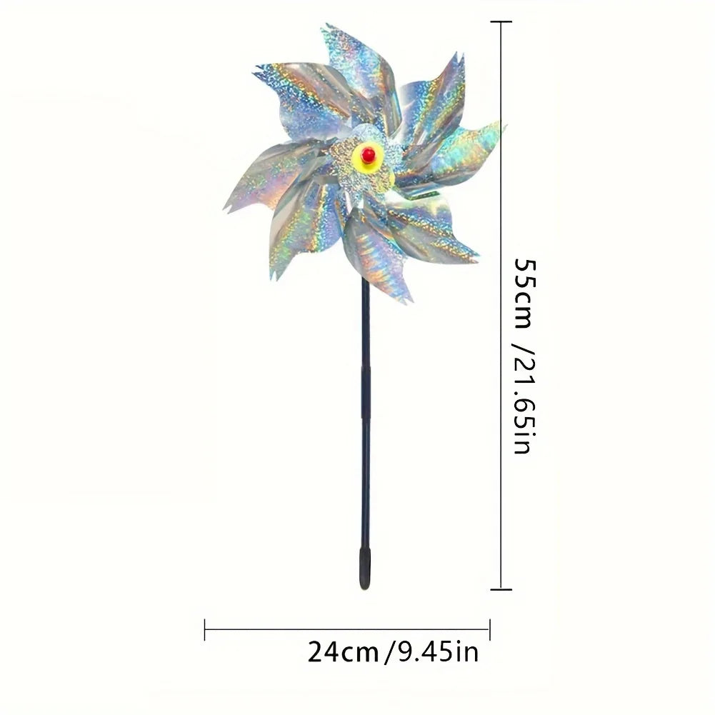 1pcs Bird Repeller Pinwheels Reflective Sparkly Scarecrow Pinwheel Windmill Spinner for Garden Lawn Yard Decor Keep Birds Away