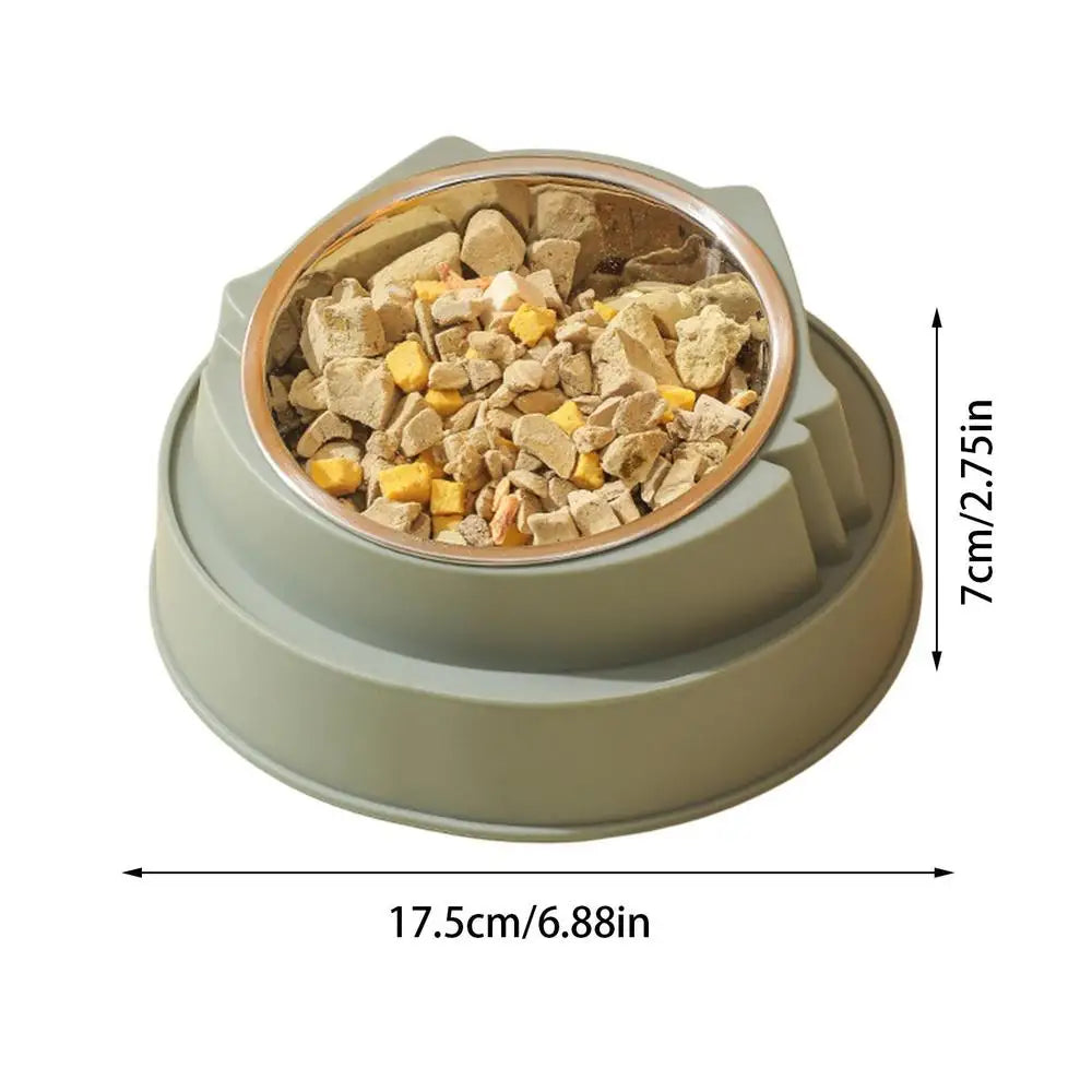 Cat Bowl Non-Slip Pet Stainless Steel Food Bowls Ergonomic Design Cat Dog Food Bowl with 15 Degree Oblique Mouth Puppy Feeding