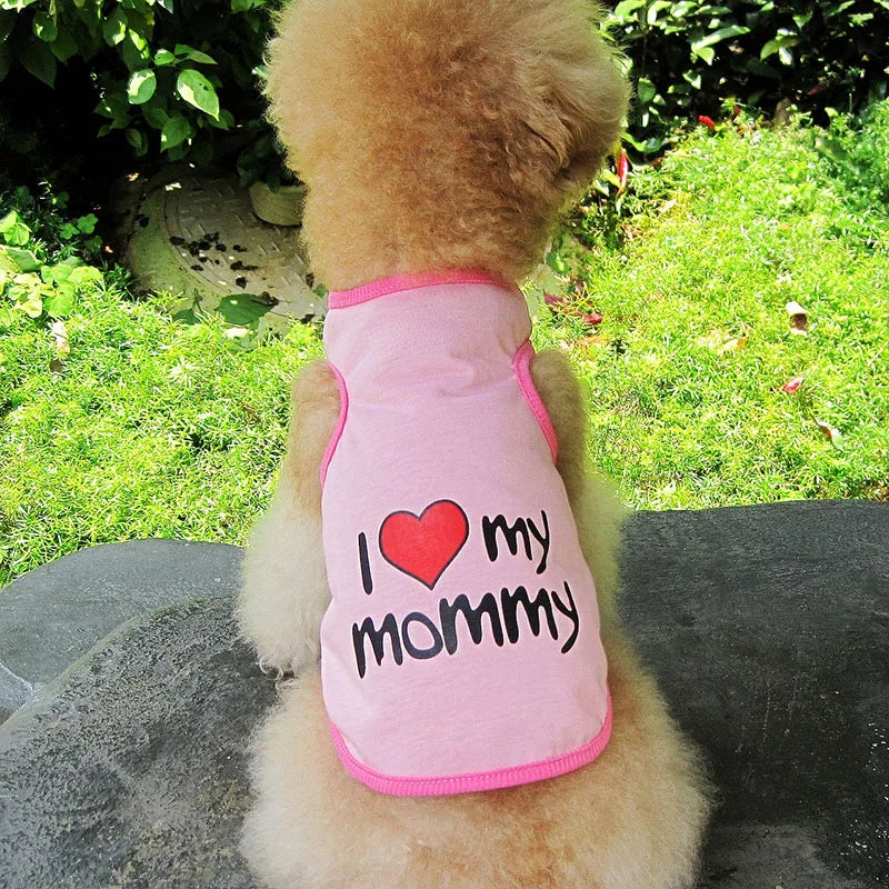 Small Dog Clothes Soft Cotton Puppy Shirt Classic Daddy Mommy Printed T-shirt Pet Vest Clothing for Cats Chihuahua Dog Apparel