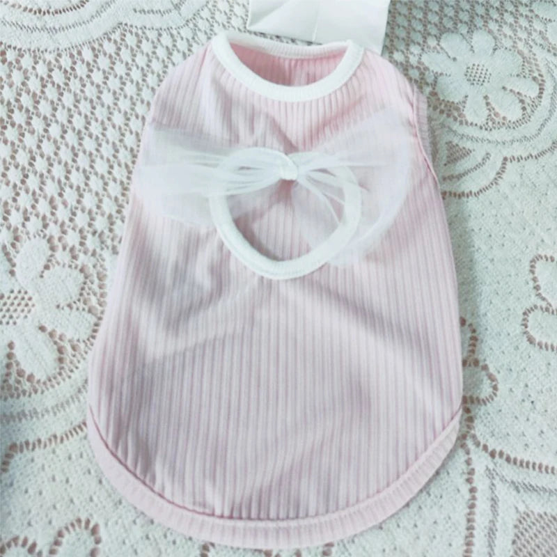 Vest for Dogs Solid Bow Dog Clothes for Small Dogs Sexy Backless Dog Costume Chihuahua Bichon 2024 Girls Dog Shirt Puppy T-Shirt