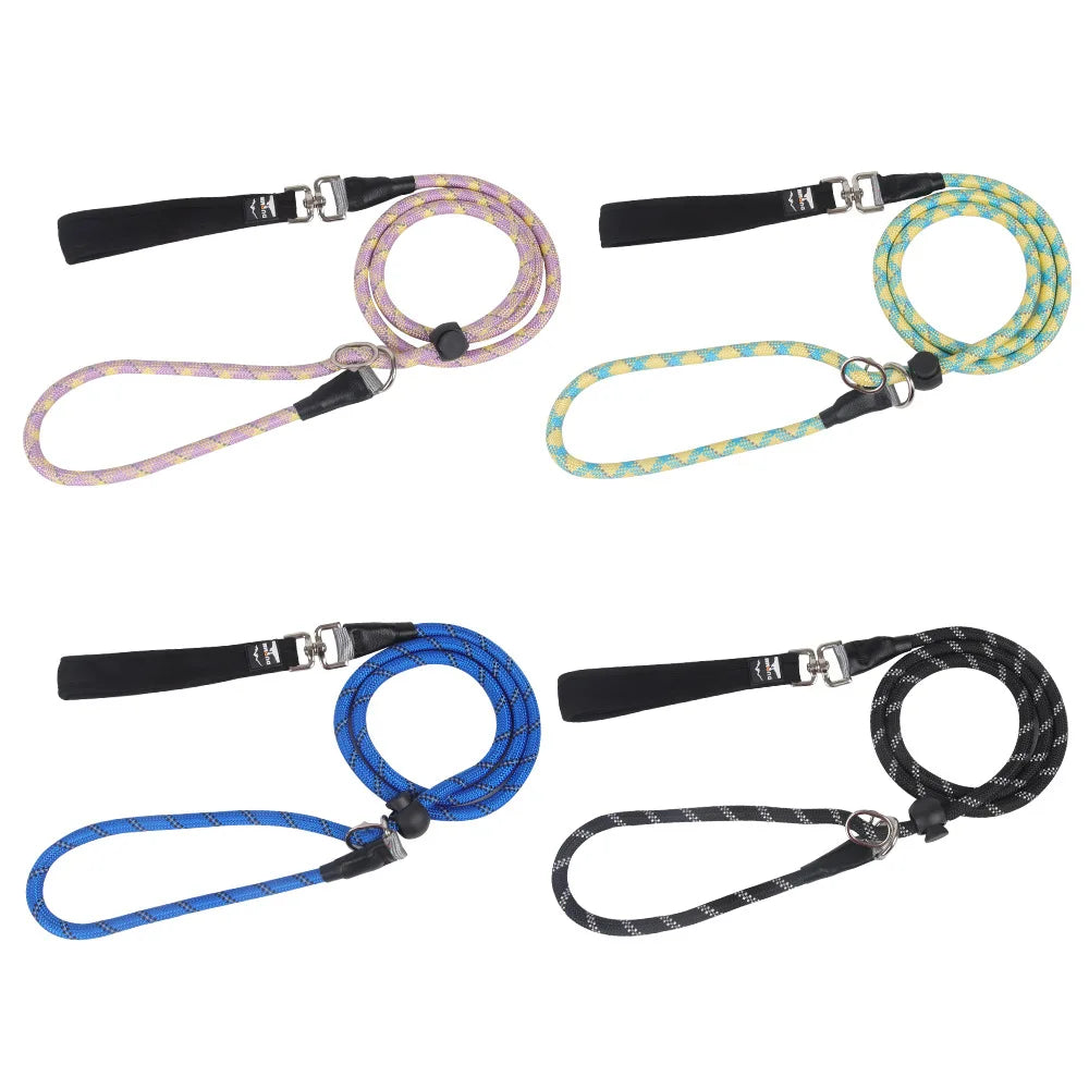 Dog Collar Dog Leash P Chain Slip Rope Leads Leash Pet Puppy Nylon Rope Adjustable Loop Collar Slip Lead for Training Large Dogs