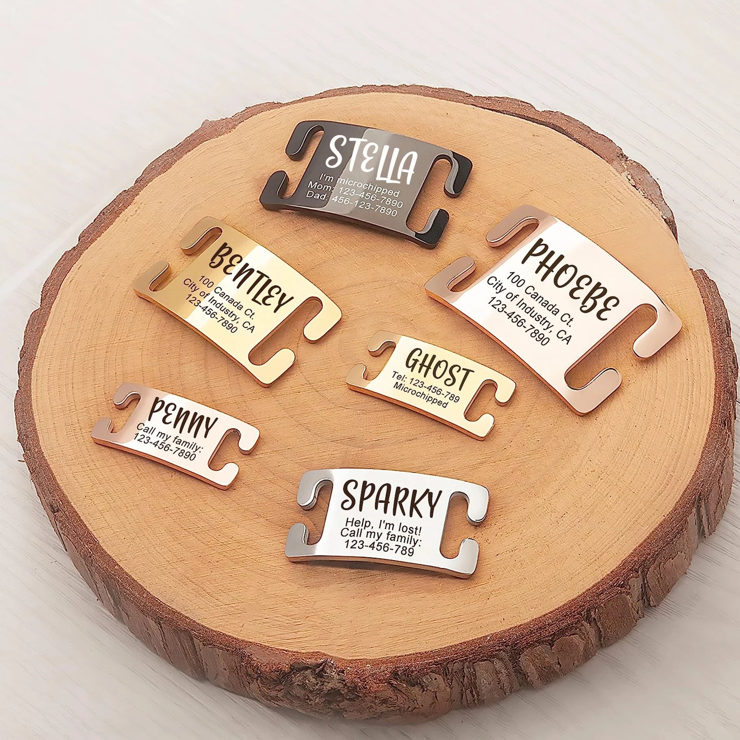 Personalized Dog and Cat Collar Tags, Slide-On Pet ID Tags, Silent, No Noise Tags Made of Stainless Steel, Custom Engraved