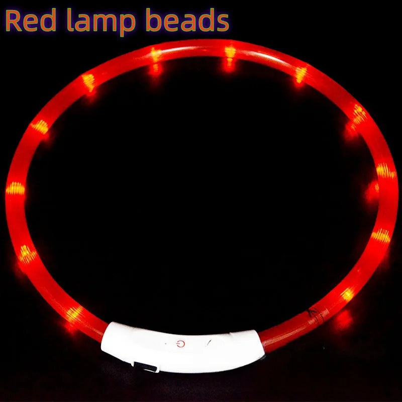 40/50/70cm Led Dog Collar USB Rechargeable Pet Dog Night Luminous Charge Collar Glowing Necklace Collar Safety Night Light