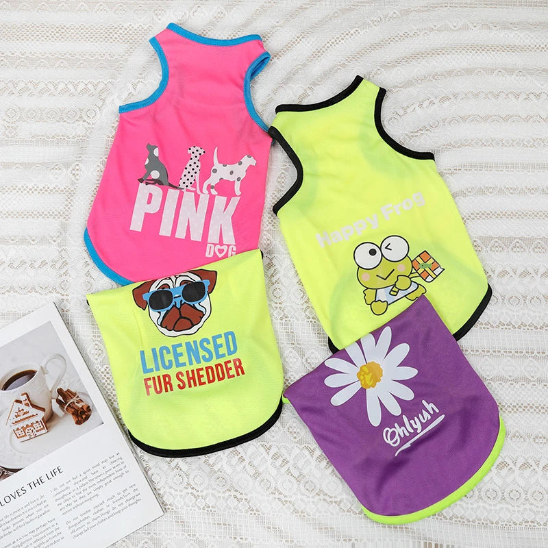 Cartoon Print Summer Pet Dog Clothes Daisy Animal Lightweight Spring Vest for Cat Medium Big Pet Supplies XXL Puppy Clothing