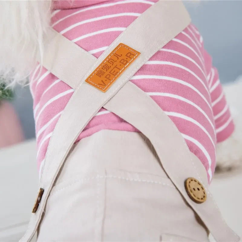 2023 Princess Dog Colorful Stripe Soft Suit Puppy Jumpsuit Spring Doggie Casual Pants Small Medium Pet Couple Four-Legged Coat