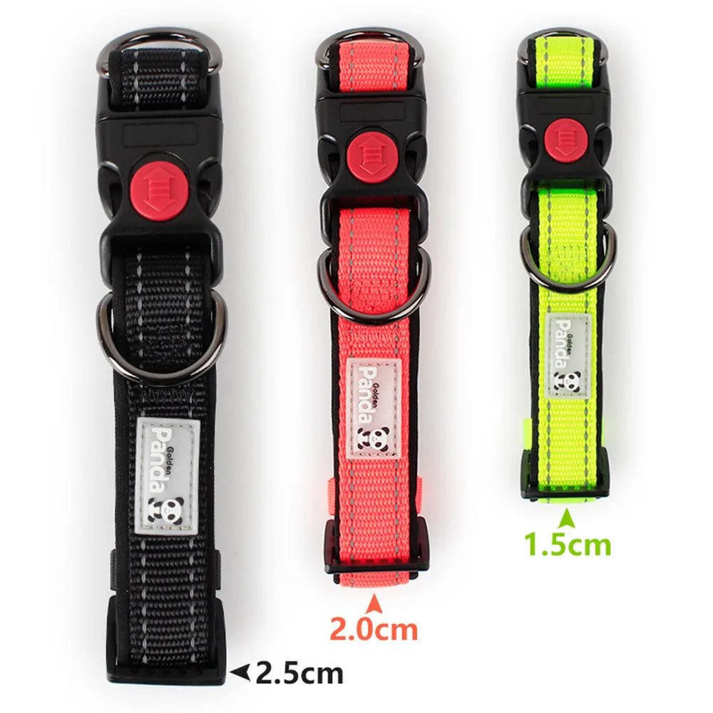Adjustable Dog Collar Comfortable Soft Foam Padded Reflective Nylon Dog Collar with Double D Rings for Small Medium Large Dogs