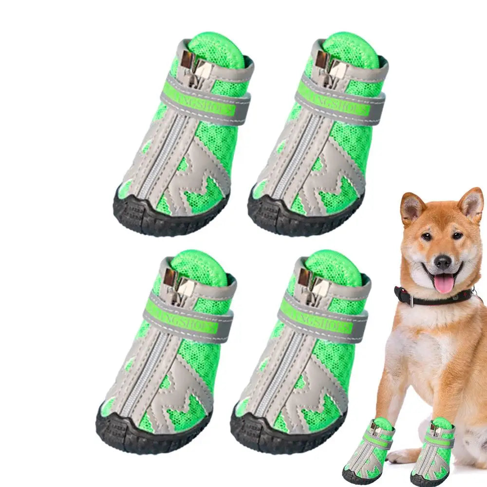 4PCS Dog Boots Dog Boots Paw Protector 5 Sizes Dog Boots With Rugged Rubber Sole Breathable Dog Boots Anti-slip For Summer