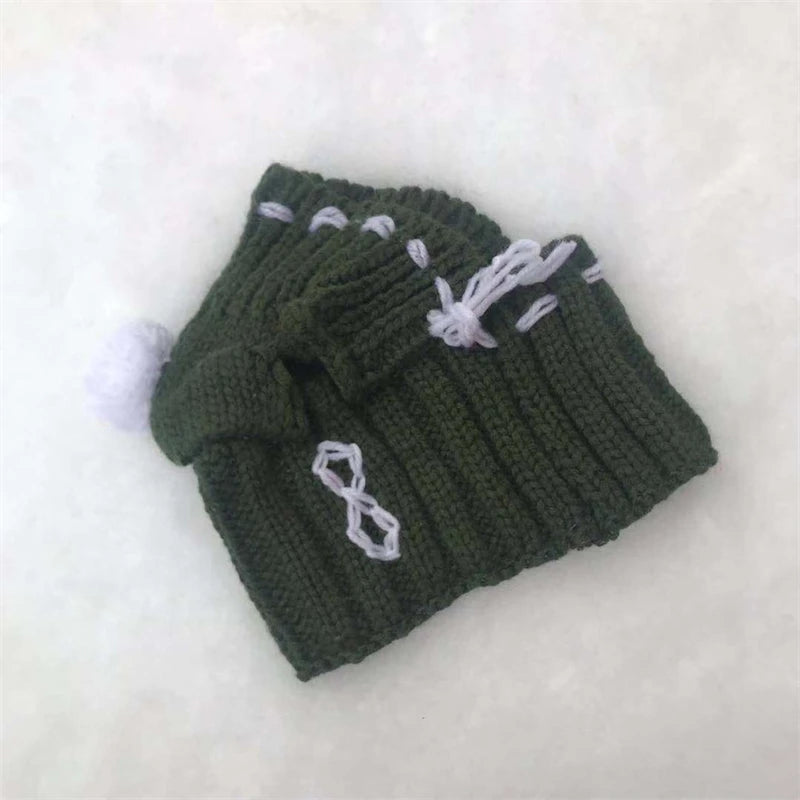 Solid Wool Knitting Pet Dog Hat New Year Protective Head Wear French Bulldog Kitten Accessories Versatile Outdoor Pet York Scarf