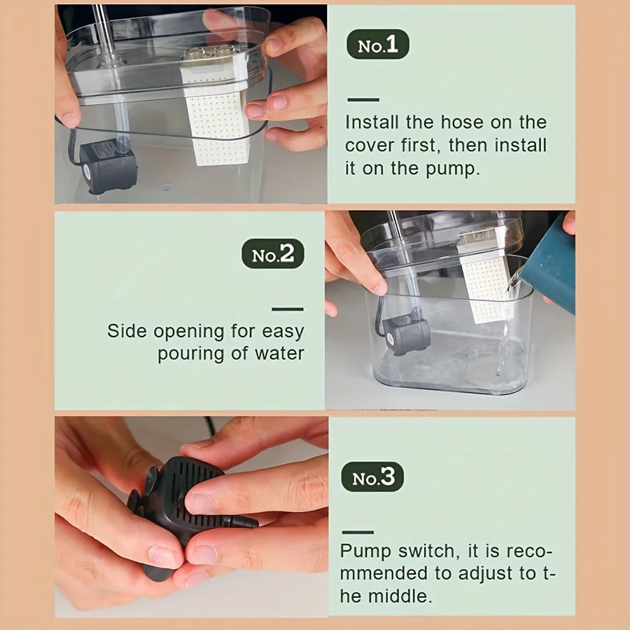 Ultra-Quiet Cat Water Fountain Filter Smart Automatic Pet Dog Water Dispenser&Burnout Prevention Pump1.5L Recirculate Filtrin