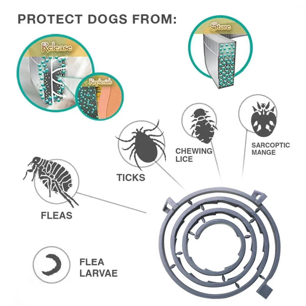 Adjustable Pet Flea and Tick Collar for Dogs 8 Months Prevention Cat Dog Collar Anti-Mosquito Insect Pest Repellent Pet Supplies