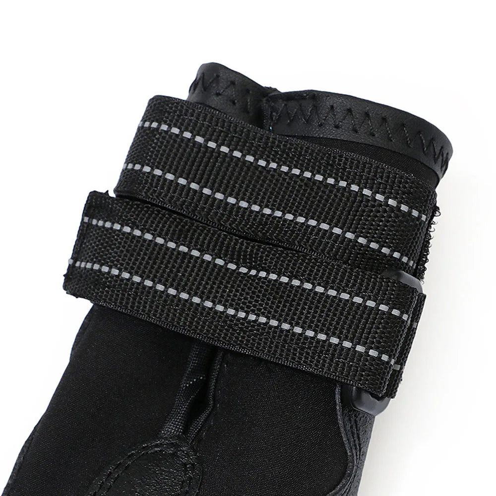 4pcs/set Pet Dog Shoes Reflective Waterproof Dog Boots Warm Snow Rain Pet Booties Anti-slip Socks Footwear For Medium Large Dogs
