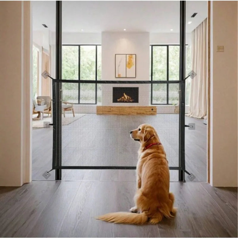 Pet Dog Fence Gate Safe Guard Safety Enclosure Folding Dog Fences Dog Gate The Ingenious Mesh Magic Pet Gate Pet Supplies