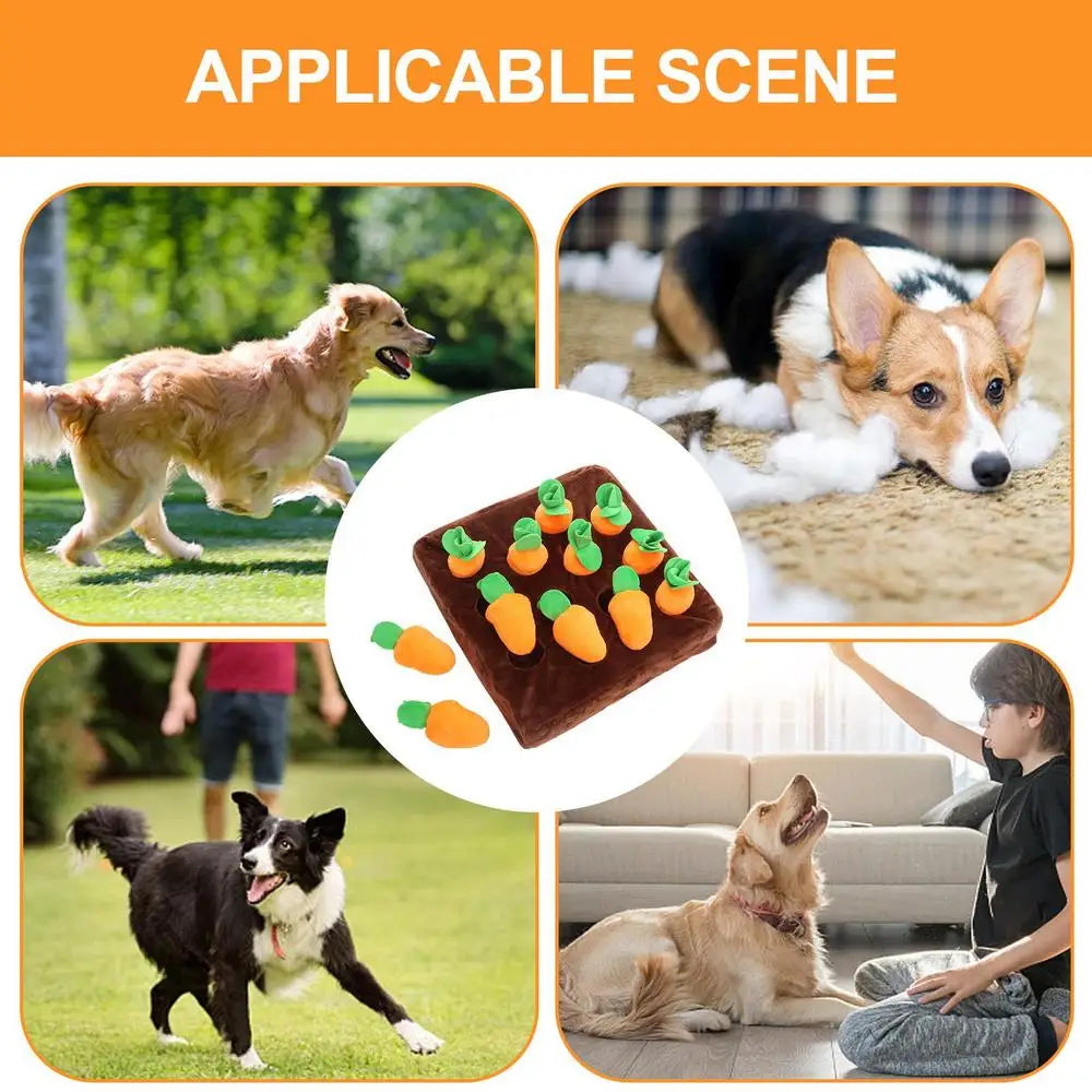 Squeaky Dog Toy Interactive Enrichment Dog Game 12 Carrots Snuffle Mat Carrot Farm Vegetable Squeaky Toy Pet Supplies Puzzle