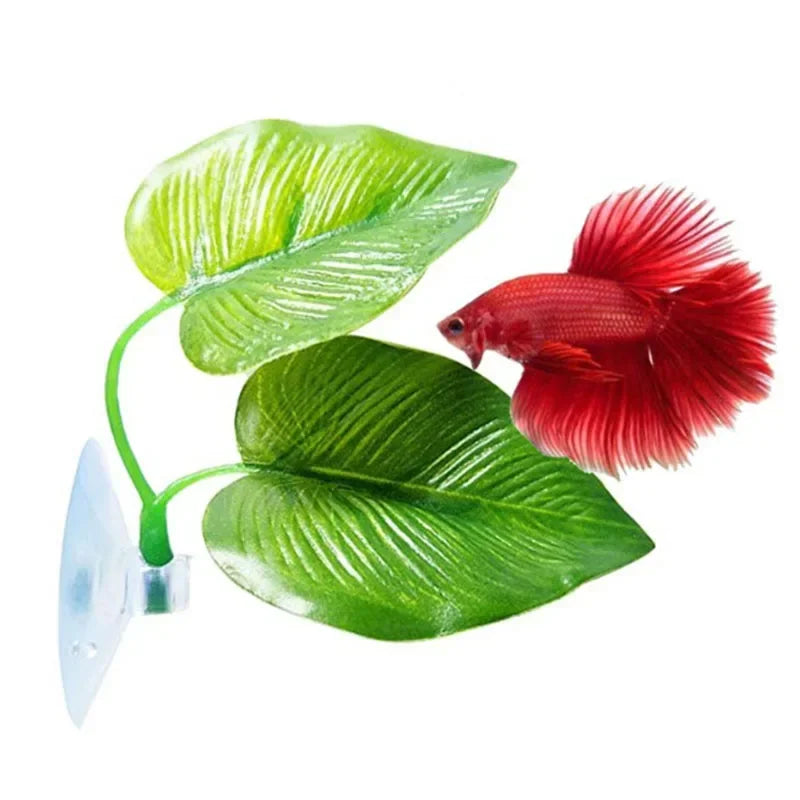 1Pc Artificial Aquarium Leaf Plants Decoration Betta Fish Rest Spawning Ornamental Plant Betta Fish Play Relax Hide Leaf Hammock