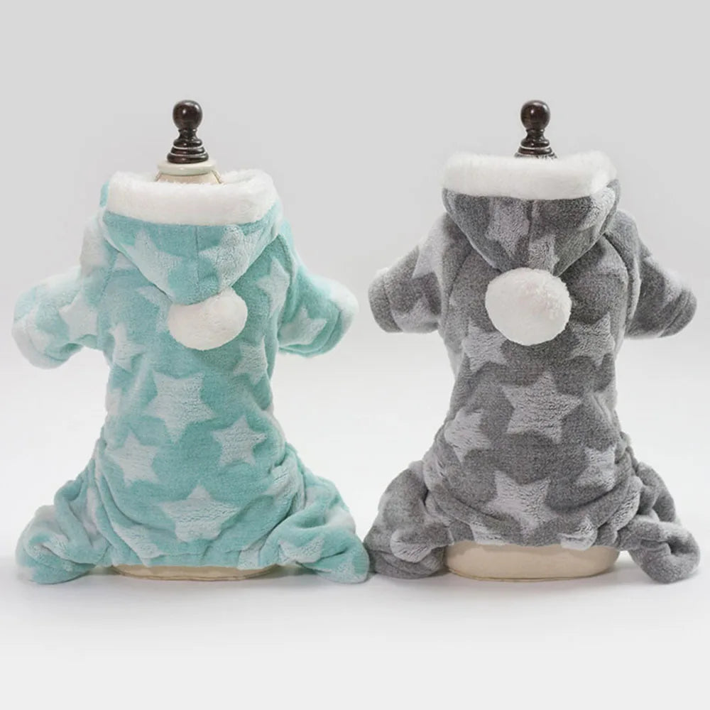 Soft Dog Pajamas Pjs Small Dogs Sweater Warm Doggy Winter Clothes Puppy Jumpsuit Flannel Onesie for Chihuahua Pet Cat Clothing